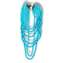 Joan Rivers Vintage Necklace Faux Turquoise Beaded Tiered 7 Strand State... - £47.14 GBP