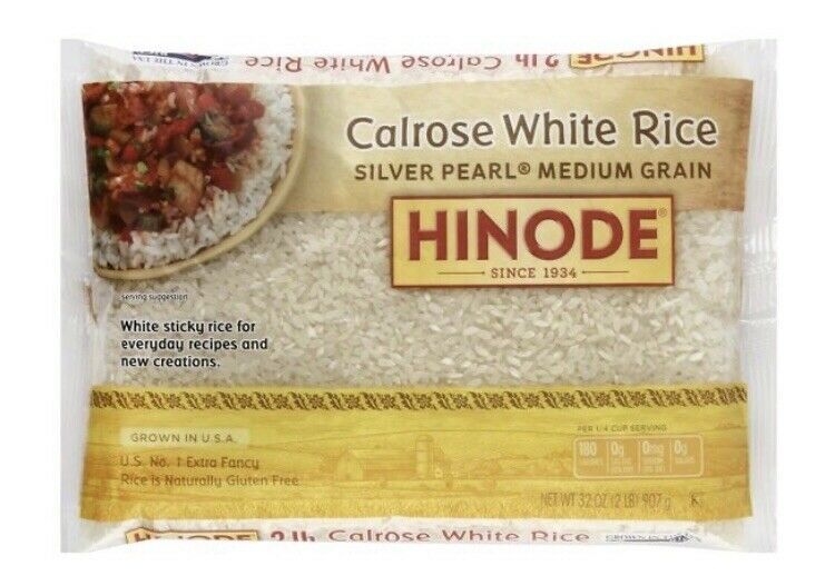 Primary image for Hinode Calrose White Rice Silver Pearl Medium Grain 2lb (Pack Of 8 Bags)