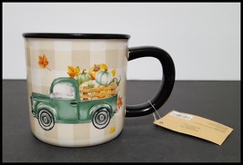 NEW Robert Stanley Teal Truck & Pumpkins Mug 15 OZ Ceramic - $18.99