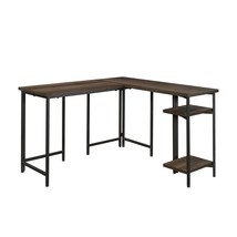 Brown L-Shaped Desk - Stylish Corner Workstation for Home Office - $138.99