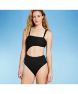 Shade &amp; Shore Womens Ribbed Cut Out One Piece High Leg Monokini Swimsuit... - $25.88 CAD