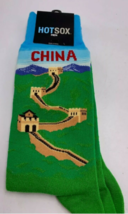NWT HOTSOX Sock Size 10-13 Men&#39;s CHINA Casual Crew Socks Great Wall Grap... - £8.20 GBP