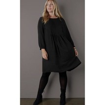 NWT J JILL Black Dress Women&#39;s Medium Pintucked A-line Dress Long Sleeve Spring - £38.88 GBP