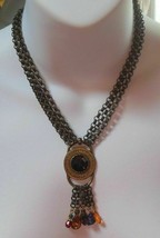 Vintage Robert Rose Triple Interlocking Link Chain Pendant Necklace - £43.36 GBP