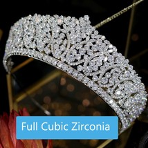 Elegant Princess Crown Cubic Zircon Crystal Tiara Women&#39;s Wedding Tiara Crown En - £115.54 GBP