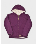 CE Schmidt Jacket Girls L Purple Canvas Coat Sherpa Lined Hooded Workwear - $25.01