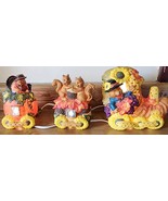 Harvest Autumn Porcelain Lighted Fall 3 Piece Train Set Vintage   Works ... - $580.31 MXN