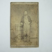 Civil War Soldier CDV Photo Union Army Corporal Standing with Column Antique - £55.94 GBP