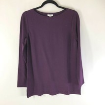 J Jill Womens Tunic Sweater Cotton Blend Boat Neck Long Sleeve Purple Size XS - £18.89 GBP