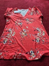 BNWT Liofoer Size XX-Large Floral Orange Short Sleeved Top - £7.93 GBP