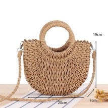 Gusure Handmade Half-Round Rattan Woven Straw Crossbody Bag Summer Beach Women M - £30.08 GBP