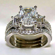5.55Ct Glanzschliff Diamant Labor Erstellt Verlobungsring Zwei Ehering 925 - £133.74 GBP