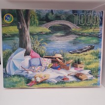 Picnic By the River 1000 Piece Jigsaw Puzzle 19&quot; x 26&quot; by Leap Year New ... - $19.99