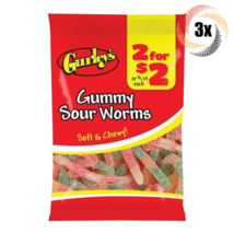3x Bags Gurley&#39;s Gummy Sour Worms Assorted Flavor Candy | 2.75oz | Fast Shipping - £9.60 GBP