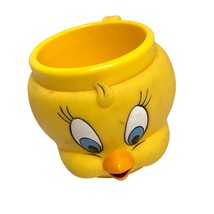 1992 Hard Plastic Tweety Bird Head Cup Mug Vintage yellow - £13.18 GBP