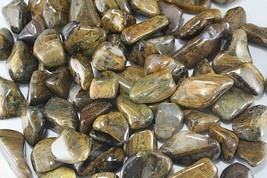 Three Lionskin Tumbled Stones 30mm Gold Tiger Eye Reiki Healing Crystal ... - $5.88
