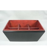 Silverware Napkin Holder Organizer 6 Sections Wood w/ Metal Handles Asia... - €51,30 EUR