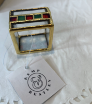 Vintage Kemp And Beatley Christmas Stained Glass Napkin Rings Set of 4 New - £6.39 GBP