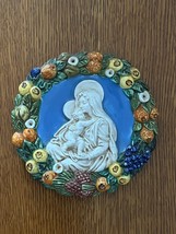 Paterina Siena Artist Signed Painted Mother Mary &amp; Jesus w Fruit Around ... - £30.24 GBP