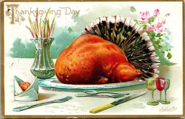 Vtg Postcard Tuck&#39;s Thanksgiving Day - RJ Wealthy Artist Signed Turkey Embossed - £4.79 GBP