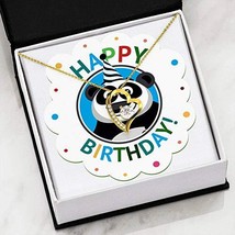 Birthday Panda Forever Love NecklaceCZ Heart Pendant Stainless Steel or 18k Gold - £42.53 GBP