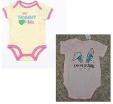 Girls Bodysuit 2 Pc Easter Mommy Carters Yellow Pink Short Sleeve-sz 9 m... - $8.91