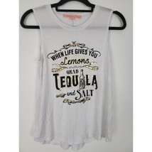 Rebellious One Tank Top Small Womens White Drinking Bar Pullover Sleeveless Crew - £12.57 GBP