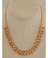 Vintage 17&quot; Goldtone Leaf &amp; Rhinestones Necklace Costume Jewelry - £7.01 GBP