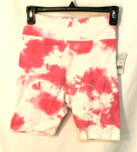 Nwt Pink &amp; White Tie Dye Bike Shorts Size Small Junior Woman Dip Stretch - £11.11 GBP