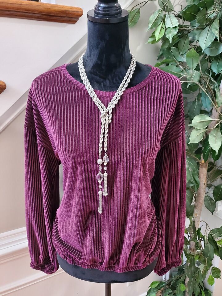Primary image for Anthropologie Dantelle  Purple Round Neck Long Sleeve Pullover Top Shirt Medium