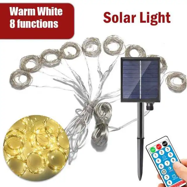 Outdoor 300 LED Solar Power Fairy Gar String Lights  Solar Curtain Light Waterpr - £140.75 GBP