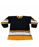 NEW Vintage Athletic Knit Hockey Jersey Mens XL Black Yellow White Strip... - £22.22 GBP