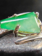Icy Ice Green with Flower 100% Natural Burma Jadeite Jade Ring #Type A Jadeite# - £383.69 GBP