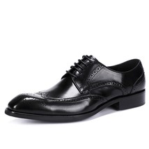 Men leather shoes business dress suit shoes men  Bullock leather black lace up w - £131.05 GBP