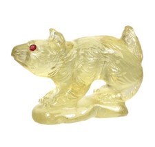 Handcraft 142.09ct 48x32mm Fox Carving 100% Natural Lemon Quartz Red Sapphire - £178.05 GBP