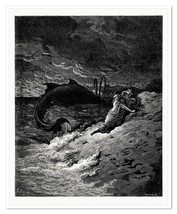 Gustave Dore Jonah Cast Forth by the Whale 11x15.5&quot; 1953 Disbound Book Litho - £15.78 GBP