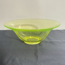 Antique Vaseline Uranium Centerpiece Flared Bowl 10” Glows Yellow Green - £36.79 GBP