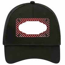 Red White Quatrefoil Scallop Oil Rubbed Novelty Black Mesh License Plate Hat - £23.16 GBP