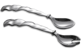 Beatriz Ball Vento 2pc Large Salad  Fork/Spoon Metal Silver NEW beauitfu... - $49.22