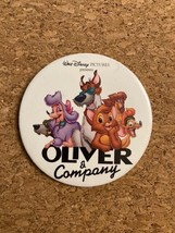 Vintage DISNEY Oliver &amp; Company 3&quot; Movie Theatre Promo Pin Back Button Dog - $5.00