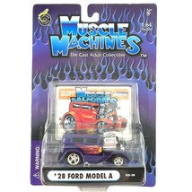 Muscle Machines 1928 28 Ford Model A Car Purple Die Cast 1/64 Scale Rubb... - £13.91 GBP