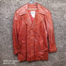 Vintage Berman Buckskin Overcoat Men 44 Tall Brown Leather Removable Lining - £55.88 GBP