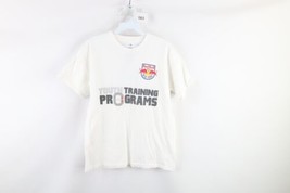 Adidas Boys Large Distressed Spell Out Red Bull New York FC Soccer T-Shirt White - $19.75