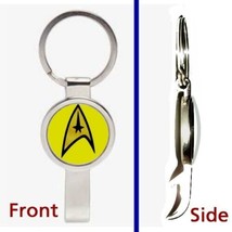 Star Trek Yellow Command Pennant or Keychain silver tone secret bottle o... - $13.43
