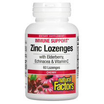 Natural Factors, Zinc Lonzenges, w/Elderberry, Echinacea &amp; C, Cherry,60 Lozenges - £8.43 GBP