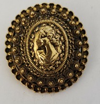 Gold Tone Cameo Brooch Pin 2&quot; - £21.26 GBP