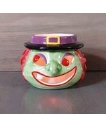 Witch Head Candle Dish Votive Holder Cut Out Eyes Mouth 4x3.5 - $16.70