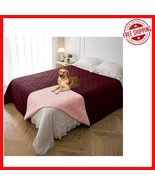 Machine Washable 82x82 Waterproof Pet Blanket - Burgundy Red + Pink Reve... - $960.37 MXN