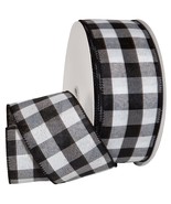 Cambridge Wired Plaid Ribbon, 2.5&quot; X 50 Yd, Black Gingham - £41.49 GBP