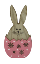 Wood Rabbit Bunny Easter Egg Cut Out Polka Dots Decor Display Pink Long ... - $14.80